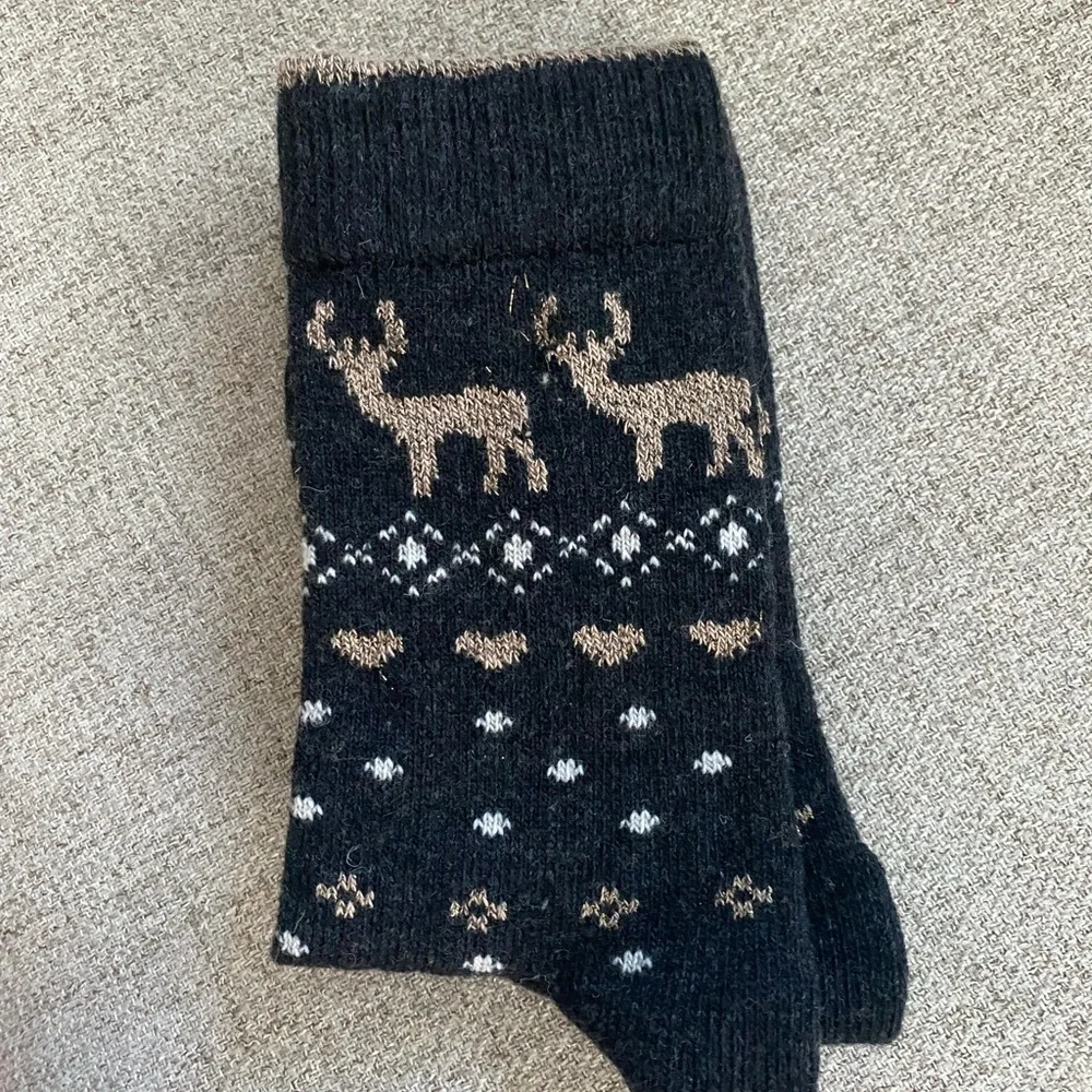 Black and Brown Casual Socks with Cozy‎ Festive Design